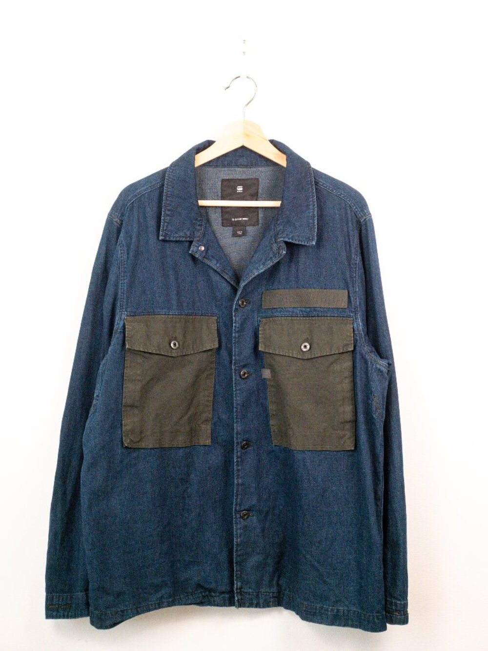 G-Star RAW Type C Army Denim Overshirt Jacket Blue Green Mens Size XL
